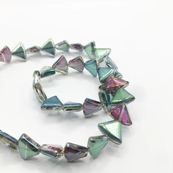 10PCS 16MM Fã Forma Transparente de Cor Crystal Glass Beads DIY Jóias Para Brincos Colar Pulseira de Acessórios da Arte do Prego