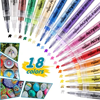 18 Cores de Tinta Acrílica Canetas Arte de Marcadores para a Pintura Rupestre DIY de Artesanato de Pintura de 0,7 mm Extra Fina Ponta de Canetas de Tinta Marcadores de