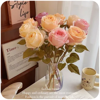 1pcs Artificial de Seda Rosa Flores Bouquet Romântico Focal Borda Rosas de Casamento Decoração de Casa de Organizar Falso Plantas Presentes de Dia dos Namorados