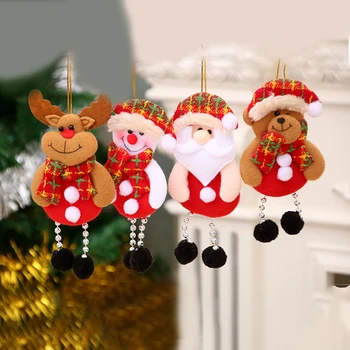 1Pcs Enfeites de Árvore de Natal Papai Noel, Boneco de neve Veado Urso Bonito de Pano, Bonecas de Árvore de Natal Cortinas Presentes Crianças Decoração do Partido