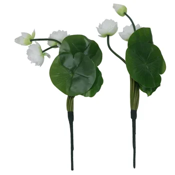 2 Pces/ Flores Artificiais Buquê Simulado Pouco Lotus Acessórios Branco Da Noiva