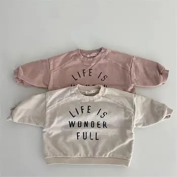 2023 AncoBear Coreia Dongdaemun Casaco para Bebê Meninas Crianças Carta de Impressão de Suar a camisa Para o Outono de Crianças de Moda Pulôver Tops