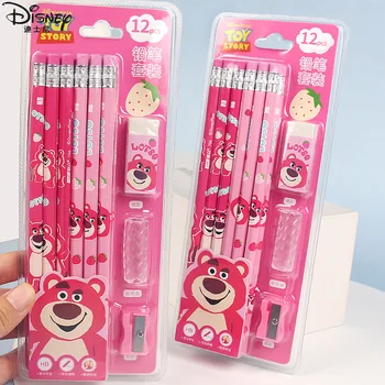 2023 Novo Disney Lápis de Morango Urso Hb desenhos animados para Crianças do jardim de Infância Alunos em caixa de Madeira do Lápis Com Borracha Conjuntos