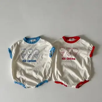 2023 Verão Novo Bebê Bonito sorvete de Impressão Body de Algodão Infantil Menino Menina Roupas de Moda de Criança de Bebê Macacão 0-24M