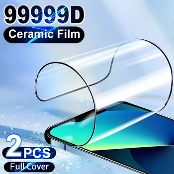 2PCS Cerâmica Filme Para iPhone 14 13 12 11 Pro Max Plus Mini Protetor de Tela Para o iPhone 8 7 XR X XS HD Macio de Cobertura Total, Não de Vidro