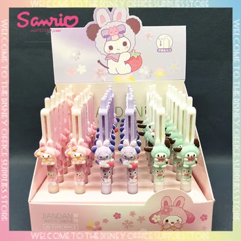 36pcs/Caixa de apresentação de Caneta Gel Preta 0,5 mm Conjunto de Estudante Papelaria Kuromi Cinnamoroll Mymelody Sanrio Anime Brinquedo Para Menina, Presentes de Aniversário