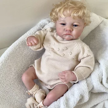 49cm Corpo Mole Reborn Baby Doll Levi Acordado Bebê Recém-nascido Tamanho 3D Pele Visível Veias de colecionador de Arte Boneca