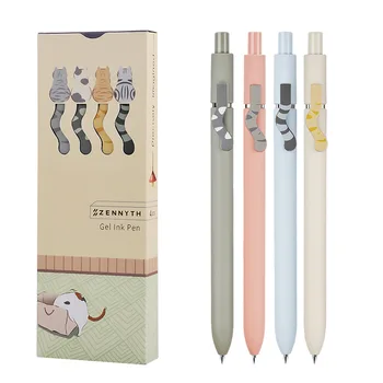 4pcs bonito canetas Gato papelaria tipo push morandi conjunto de canetas de gel 0,5 mm Preto Japonês artigos de Papelaria do escritório de estudantes de escrita suave caneta
