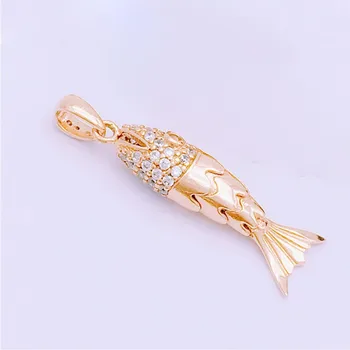 585 Roxo de Ouro Criativo e Brilhante em forma de peixe Colar Clássico de Novo No Banhado 14K Ouro Rosa Pingente clavícula cadeia de Jóias