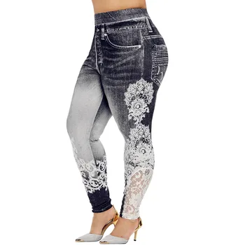 5XL Tamanho Grande, Leggings Mulheres Jeans Impressão de Calças de Yoga Fitness Legging Execução Ginásio Trecho Calças Esportivas de Alta-Calças de cintura
