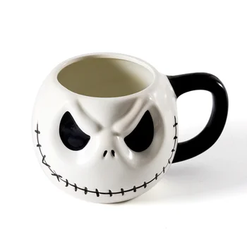 600ML Personalizado Criativo Modelagem Caneca de dia das bruxas Crânio Copo com Alça, Lidless Taça de Cerâmica, Engraçado Copo de Água Mocha Copa