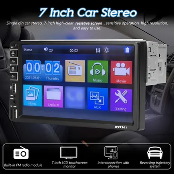 7 Polegadas LCD do Telefone Móvel de Ligação Mãos-Livres a Imagem Inversa de Controle do Volante Carplay Autoradio Multimédia Player