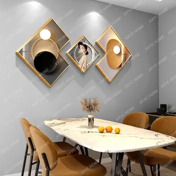 A Decoração Do Restaurante Pintura Relógio Moderno, Minimalista E Criativo Sala De Jantar Pintura Mesa De Jantar De Plano De Fundo Mural
