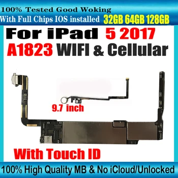 A1823 wi-FI+Cellular Quadros lógicos Para IPad 2017 9,7 Polegadas 5º A1823 placa-Mãe Original SEM IDENTIFICAÇÃO Conta Com Sistema IOS NÃO iCloud