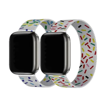 Adicione um pouco de Cor para o Seu Apple Relógio com um arco-íris Pulseira de Metal Magnético Milanese Loop Iwatch Correia de Banda de