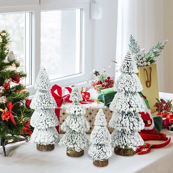Artificial Mini Árvore de Natal com Neve, Pinheiros Sisal Árvores de Natal no Topo da Tabela de Decoração de Inverno, Artesanato Decoração de Natal de Presente de Ano Novo