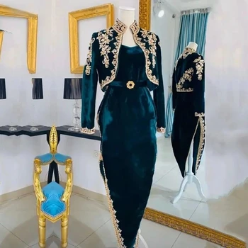 Azul Marroquino Kaftan Muçulmano Vestidos De Noite Bainha Querida Comprimento Do Tornozelo Apliques De Dubai Árabe Turquia Caftan Islâmica Vestido