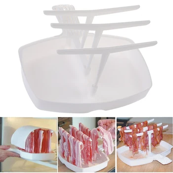 Baratos Nítidas Fogões Produtos Clean & Bacon Crocante Maker Cabide Microwavable Pequeno-Almoço Utensílios De Cozinha Microondas Bacon Rack