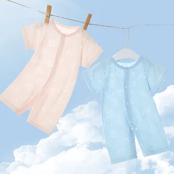 Bebê manga Curta Macacão Para Homens E Mulheres Bebê Fina de Verão Pijama Recém-nascido Calado Escalada Terno de Verão Modelo