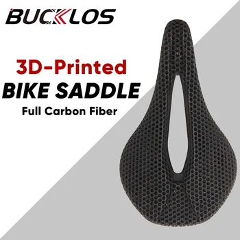 BUCKLOS de Fibra de Carbono, Selim de Bicicleta 3D Impresso Hollow Road Mountain Bike Sela Ultraleve Confortável MTB Assento de Bicicleta Peças