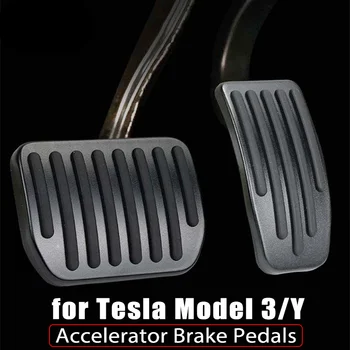 Carro de Pedal Almofadas de Cobre para Tesla Modelo 3 Modelo Y 2017-2023 Acessórios de Liga de Alumínio Acelerador Freio Resto do Pedal
