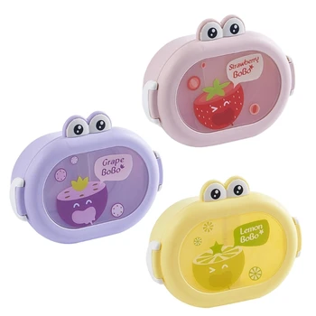 De confiança de Plástico Caixa de Almoço Animais dos desenhos animados Bento 2Compartment Caixa de Almoço para as Crianças Estanque Almoço de Frutos do Recipiente Portátil