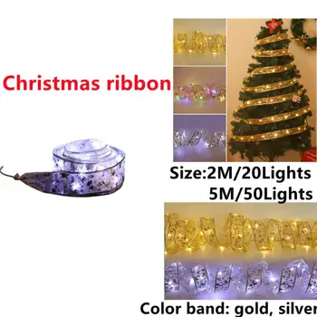 Decoração de natal de LED Fita Luzes de Fadas Enfeites de Árvore de Natal Para a Casa de DIY Arcos de Luz Cadeia de Ano Novo