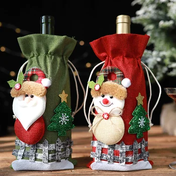 Decoração De Natal Para A Casa Natal De Garrafas De Vinho, Sacos De Cobertura De Presente De Champanhe Titulares De Natal De Casa De Festa Tabela Decoração Navidad