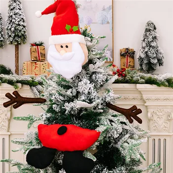 Decorações De Natal Árvore De Natal, Bonecos De Topo De Árvores Estrelas Papai Noel Boneco De Neve Elk Crianças Criativas De Suspensão Decoração