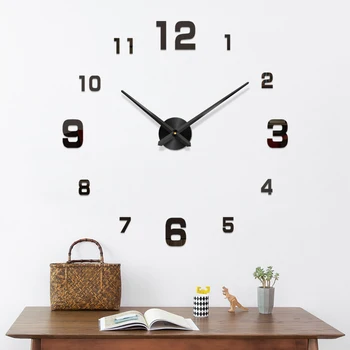 Design moderno, Grande Relógio de Parede DIY de Quartzo Relógios Relógios de Moda de Espelho Acrílico Adesivos Sala de estar Decoração de Casa Horloge Relógios