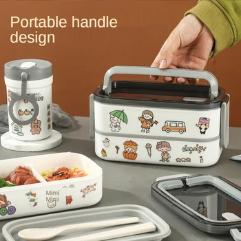 DIY de camada dupla, caixa de almoço, caixa de almoço, a salada, o trabalhador de escritório, de Japonês-estilo leve do forno de microonda aquecimento caixa de almoço