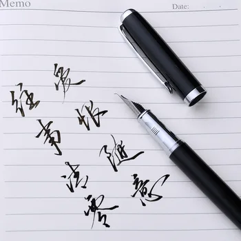 Fonte caneta caneta arte curva sugestão de adultos rígido caneta de caligrafia prática personalizado assinatura a ponta brilhante de metal, tinta de caneta para homens
