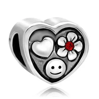 Frete grátis charme esferas sorriso do rosto de pedra de strass de flor amuleto de marca original design DIY jóias Ajuste Pulseira Pandora Colar