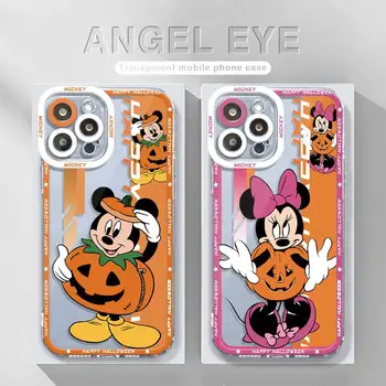 Halloween do Minnie do Mickey de Abóbora Clear Case Para Samsung Galaxy A12 A32 A52 A52S A73 A71 A51 A31 A21s A13 A23 A53 A50 A02 A03 A20s