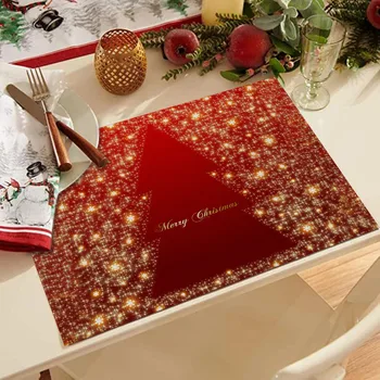 Impermeável Vermelho Natal Esteira Para Mesa De Jantar De 32 X 21 Cm Sazonal De Inverno Do Natal, Flocos De Neve De Férias Lavável Tapetes De Mesa