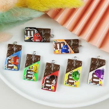 JeQue 10pcs Chocolate M Feijão Resina Encantos para Fazer Jóias Diy Brinco Pingente de Chaveiro Acessórios Resultados Atacado