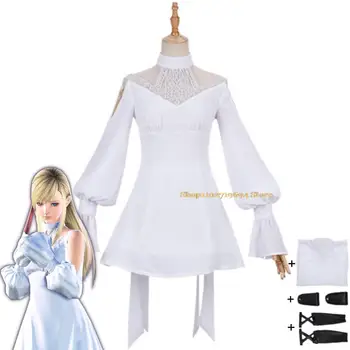 Jogo Final Fantasy XIV:A Realm Reborn FF14 FFXIV Ryne Minfilia Cosplay Traje Branco Vestido de Renda Anime Halloween Mulher Sexy de Terno