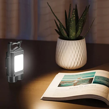 LED COB Lanterna elétrica do Keychain do Tipo-C o Carregamento por USB Mini Pequena Lanterna Luz de indicação de Potência 500LM 9 Modos de IPX5 para Caminhadas de Viagens