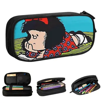 Linda Mafalda caixa de Lápis de desenho animado Anime Pencilcases Caneta Caixa para o Aluno uma Grande Capacidade de Saco de Alunos da Escola Dons Acessórios