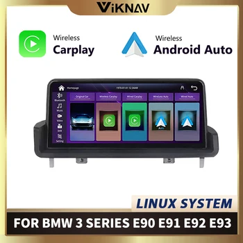 Linux auto-rádio sem Fio CarPlay Para BMW Série 3 E90 E91 E92 E93 rádio Android Auto Car Multimédia navegação carplay