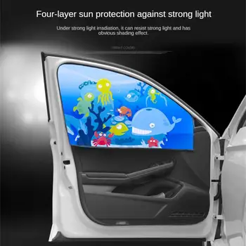 Magnético Do Carro Do Lado Da Janela De Cortinas Pára-Sol Ajustável Estilo Carro Automático Do Windows A Viseira De Sol Do Animal Padrão De Blinds Cobertura Para Proteger Do Sol