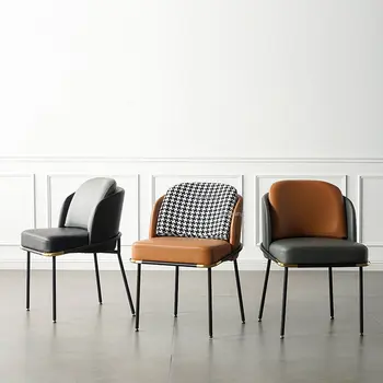 Moderna De Couro Simples, Cadeiras De Jantar Mobiliário De Quarto Criativo De Moda, Maquiagem, Chinelos De Tecido De Cadeiras De Encosto Da Cozinha Cadeiras