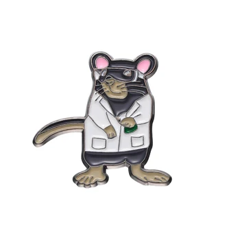 Médico Rat Esmalte Pinos Cientista Mouse Broche de Lapela Emblemas Jóia de Presente para os Amigos de Crianças