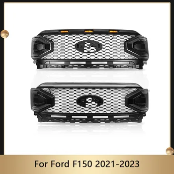 Para a Ford F150 2021 2022 2023 Preto Fosco Corpo da Série Kit de Acessórios do pára-choque Dianteiro de Automóvel Grade de Malha Com Luz LED Grade Superior