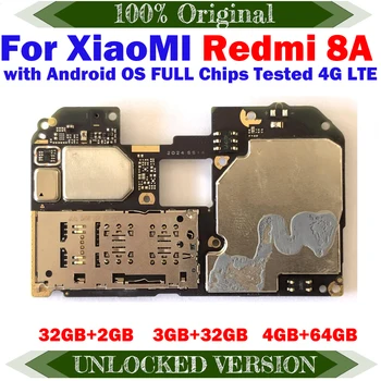 Para Xiaomi RedMi 8A 2+32GB 3+32GB 4+64GB placa-Mãe Original Desbloqueado Logicboard Global Total de Fichas Completo Testado Frete Grátis