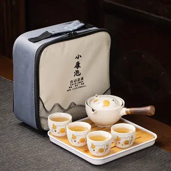 Portátil Viagem Chá de Panela Pode Girar 360 Graus, com 1 Pote e 4 Xícaras de Kung Fu Conjunto de Chá