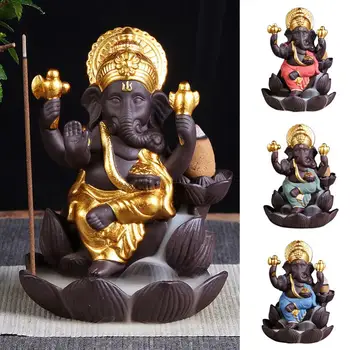 Queimador De Incenso Incensário Titular Do Senhor Ganesha Índia Deus-Elefante Refluxo Presente Decoração