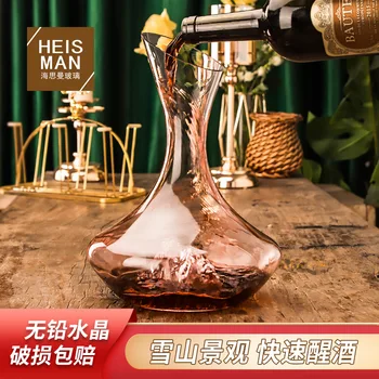 Secou Criativo de Neve Montanha Fundo Vermelho Vinho Decanter de Cristal de Vidro para Vinho Distribuidor Europeu de inclinação boca da garrafa de vinho tinto Seco W