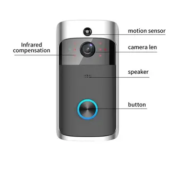 Smart Home Vídeo Campainha wi-Fi Câmera sem Fio Campainha de Chamada de Intercomunicador de Vídeo-Olho para a Campainha a tocar do Telefone de Segurança de Casa de Câmara HD
