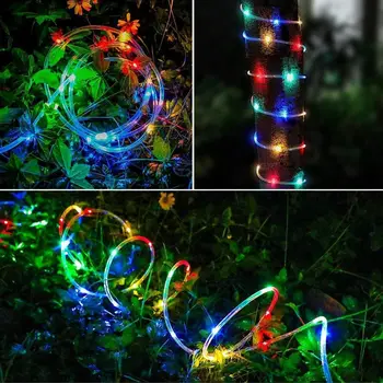 solar impermeável tubo de natal de LED decorativas multi cor da corda seqüência de luzes ao ar livre para Pátio com Jardim de Festa de Casamentos, Decoração